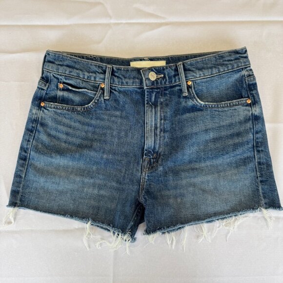 MOTHER Pants - Mother Superior The Dutchie Short Fray Blue Denim Cutoff Shorts Size 28